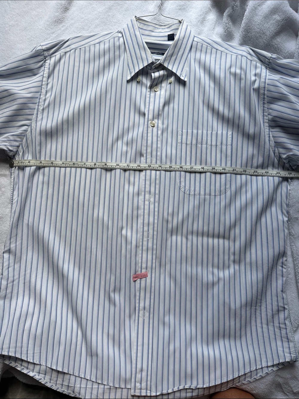 Vintage Burberry London Men’s White & Blue Pinstripe Button-Down | Made in USA - Picture 11 of 11